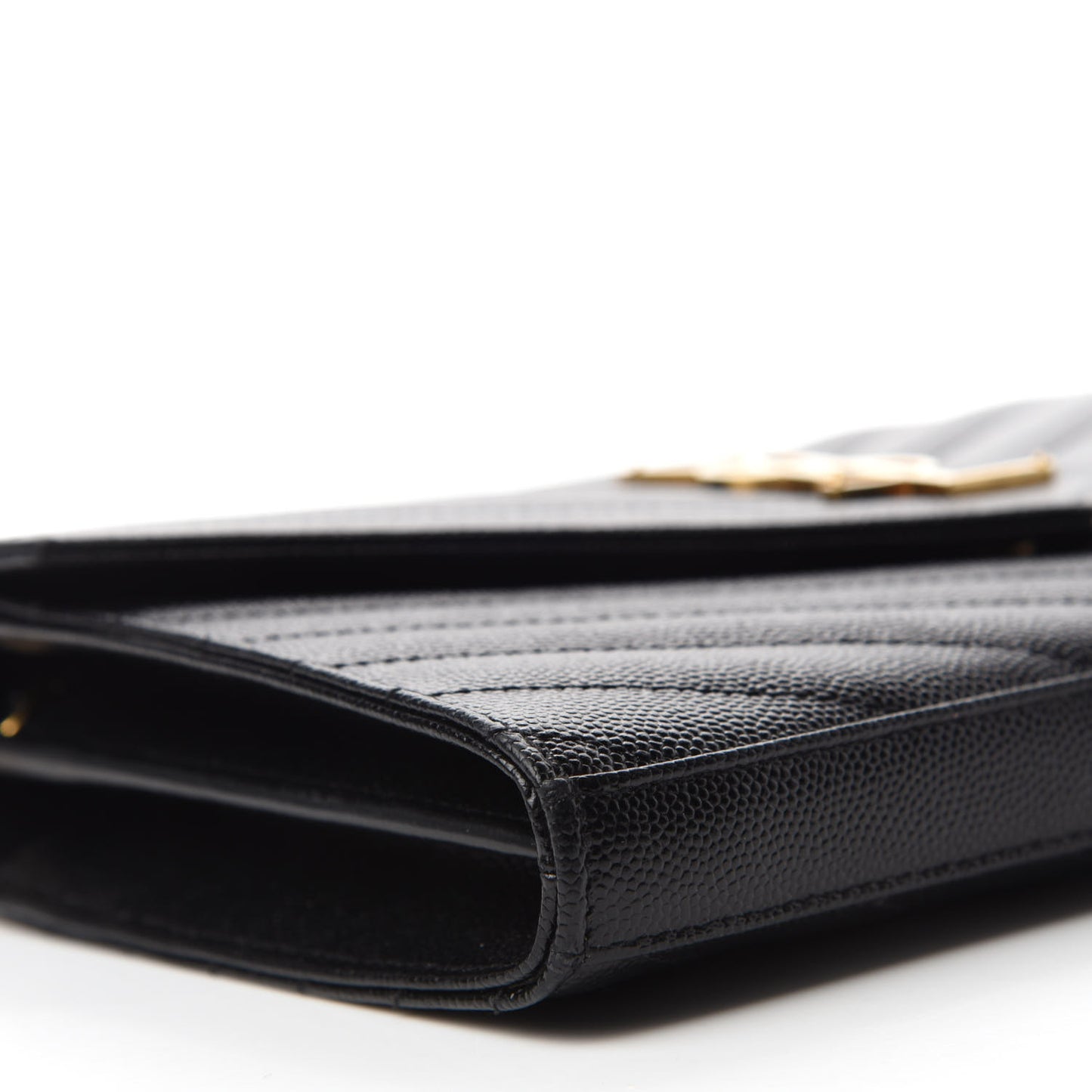 Grain De Poudre Matelasse Chevron Monogram Chain Wallet Black