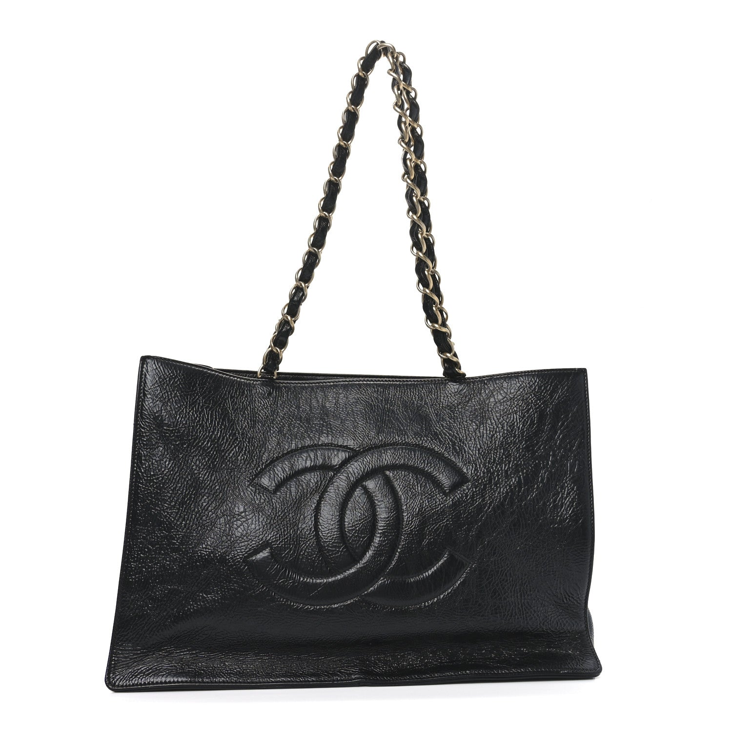 Chanel Glazed Aged Calfskin CC Tote Black 1 of 10