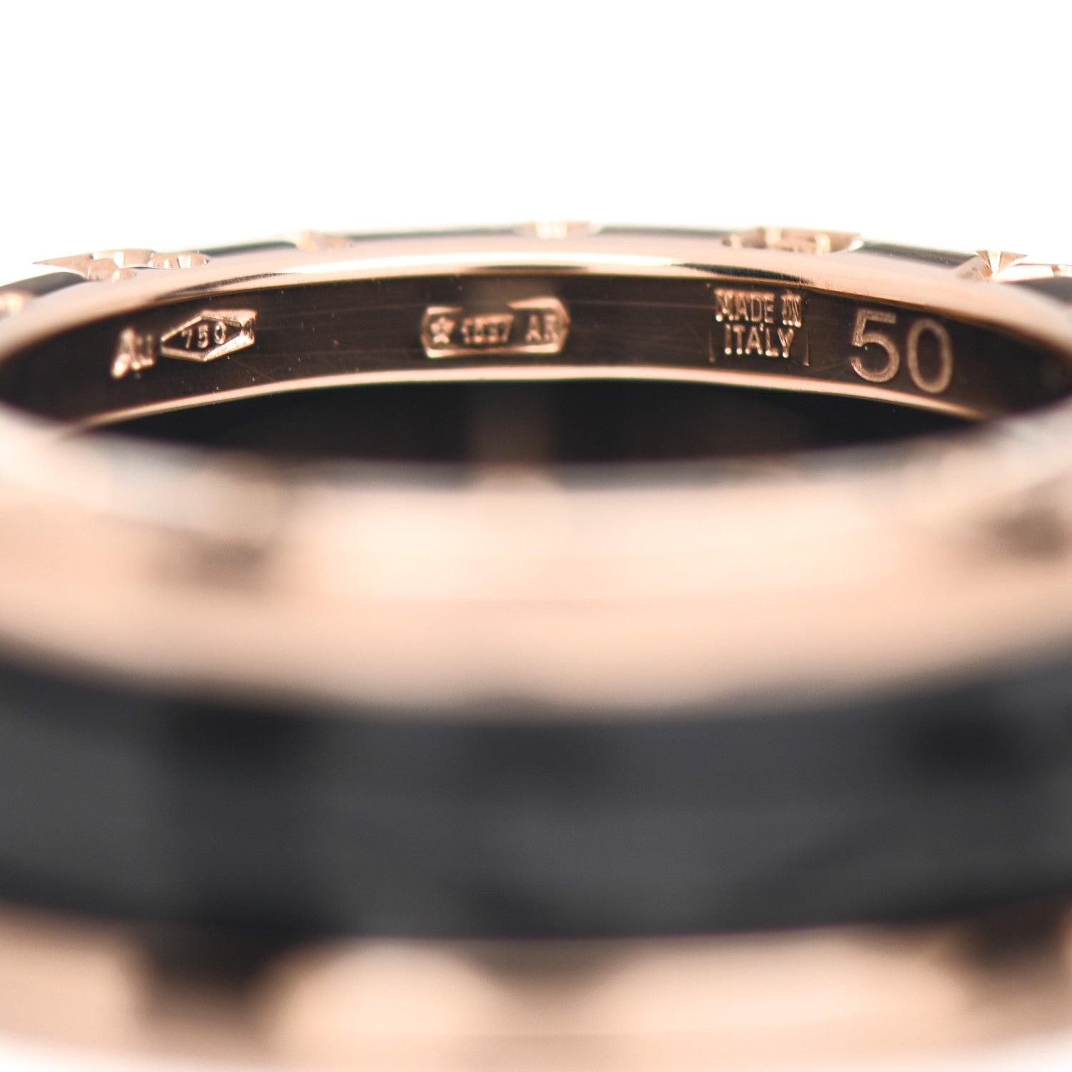 Bulgari 18K Rose Gold Black Ceramic B.Zero1 Two-Band Ring 50 5.25 5 of 5