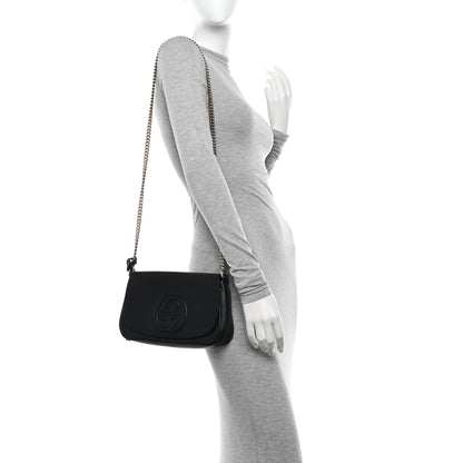 Gucci Pebbled Calfskin Medium Soho Flap Crossbody Black 3 of 14
