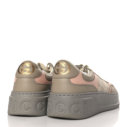 Gucci Calfskin GG Supreme Monogram Perforated Womens Platform 55mm Sneakers 38 Apricot Pink Beige Grey 4 of 8