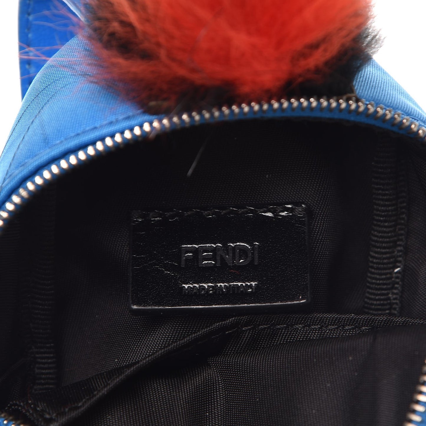 Nylon Shiny Nappa Nutria Fox Fur Monster Eyes Mini Backpack Charm Blue Royal Multicolor
