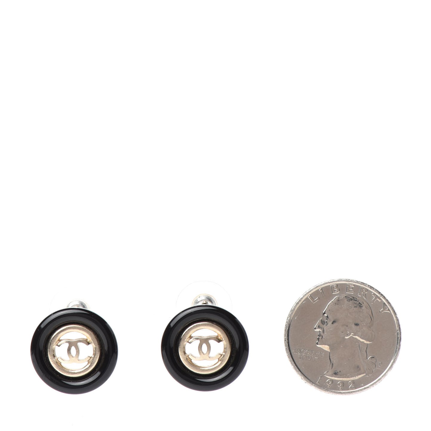 Resin CC Earrings Gold Black