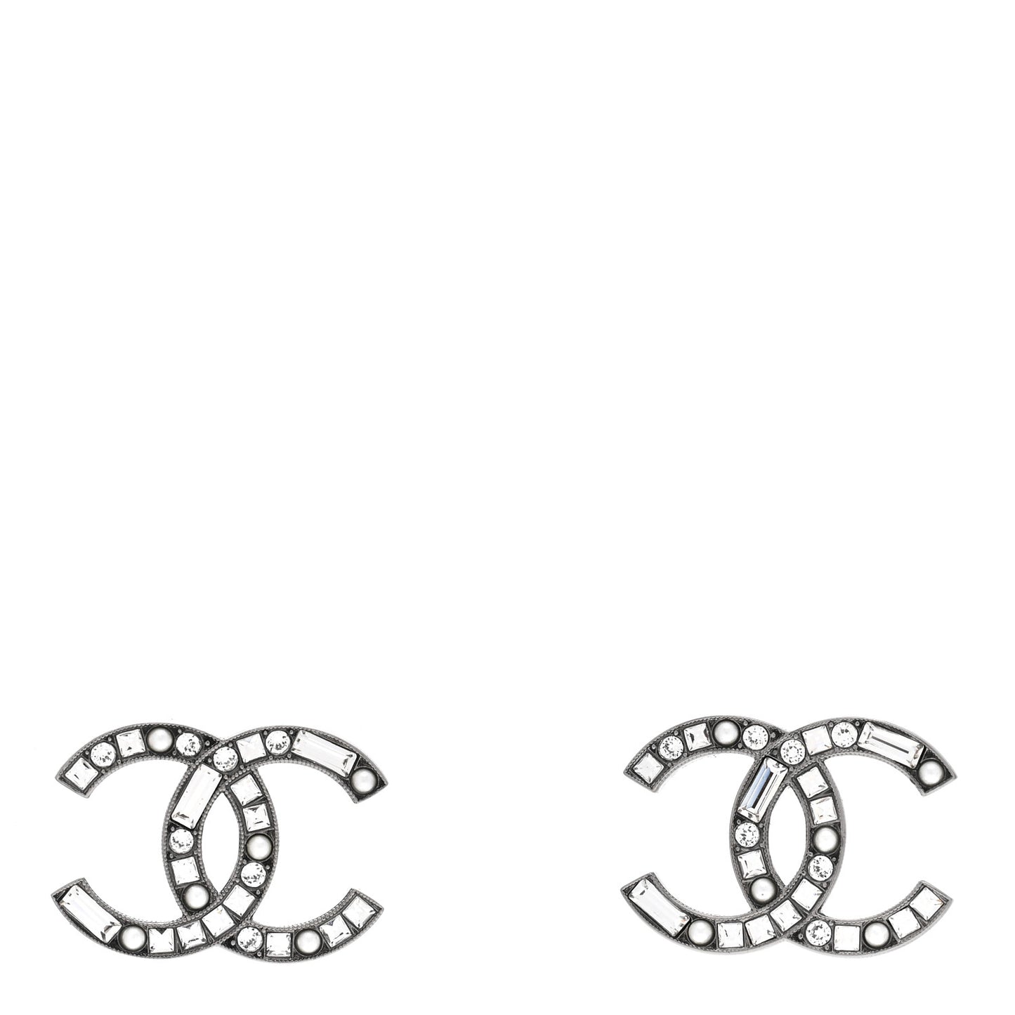 Baguette Crystal Pearl CC Bright Young Things Earrings Ruthenium