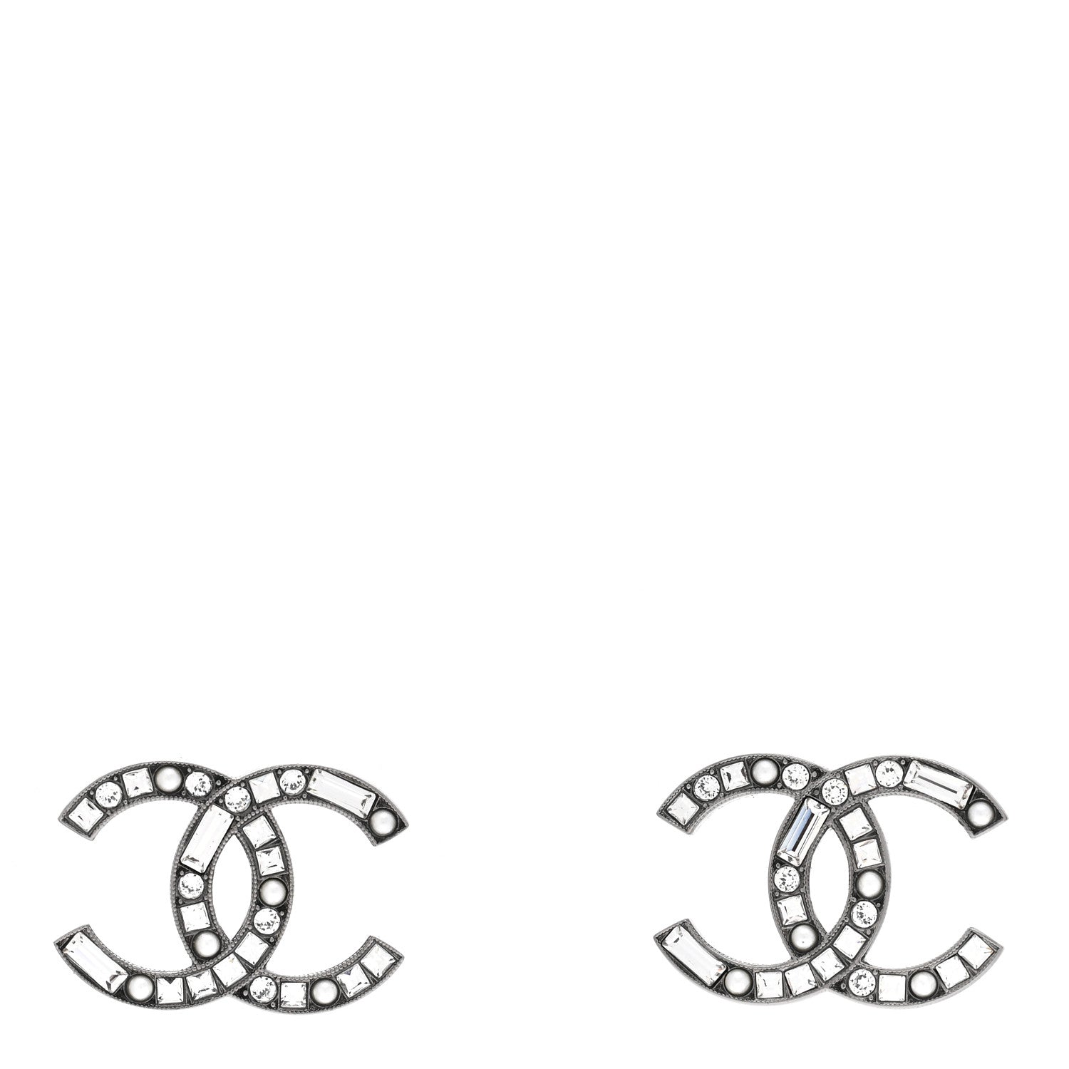 Chanel Baguette Crystal Pearl CC Bright Young Things Earrings Ruthenium 1 of 4