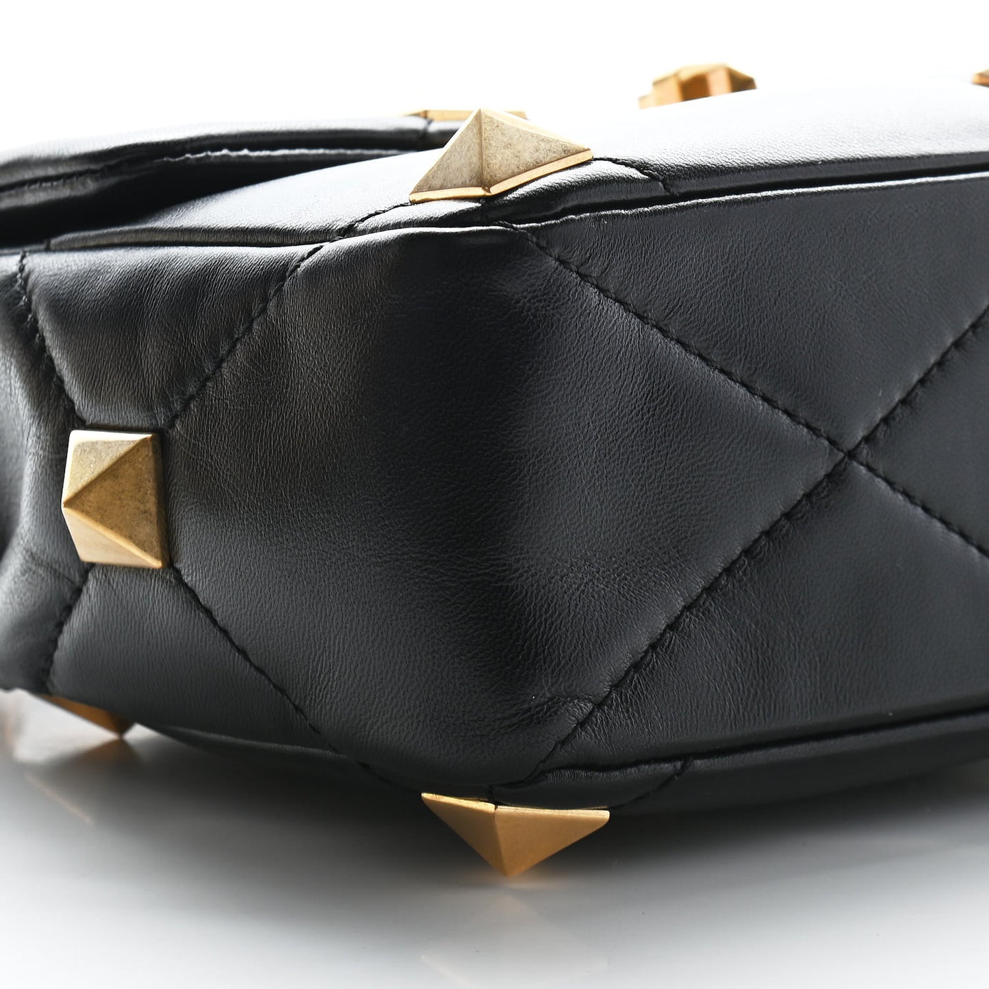 Nappa Medium Roman Stud Shoulder Bag Black