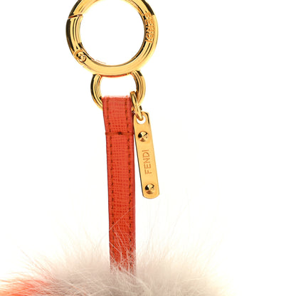 Fendi Fox Fur Pom Pom Bag Charm Orange Grey 3 of 5