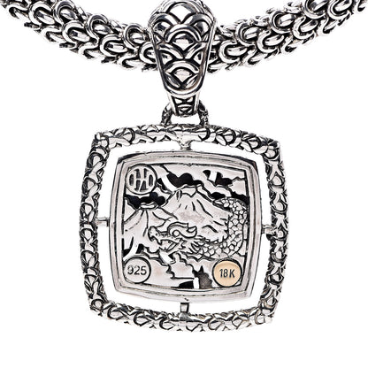 John Hardy Sterling Silver 18K Yellow Gold Naga Square Pendant Necklace 4 of 5