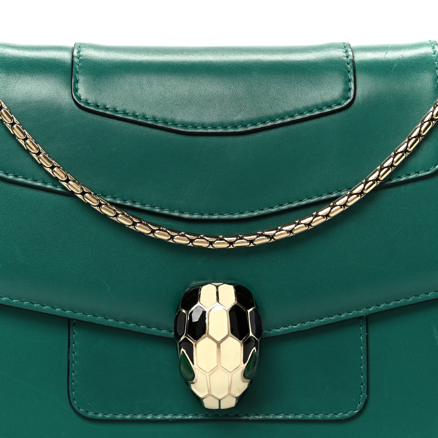 Bulgari Calfskin Serpenti Forever Snake Strap Crossbody Bag Emerald Green 9 of 11