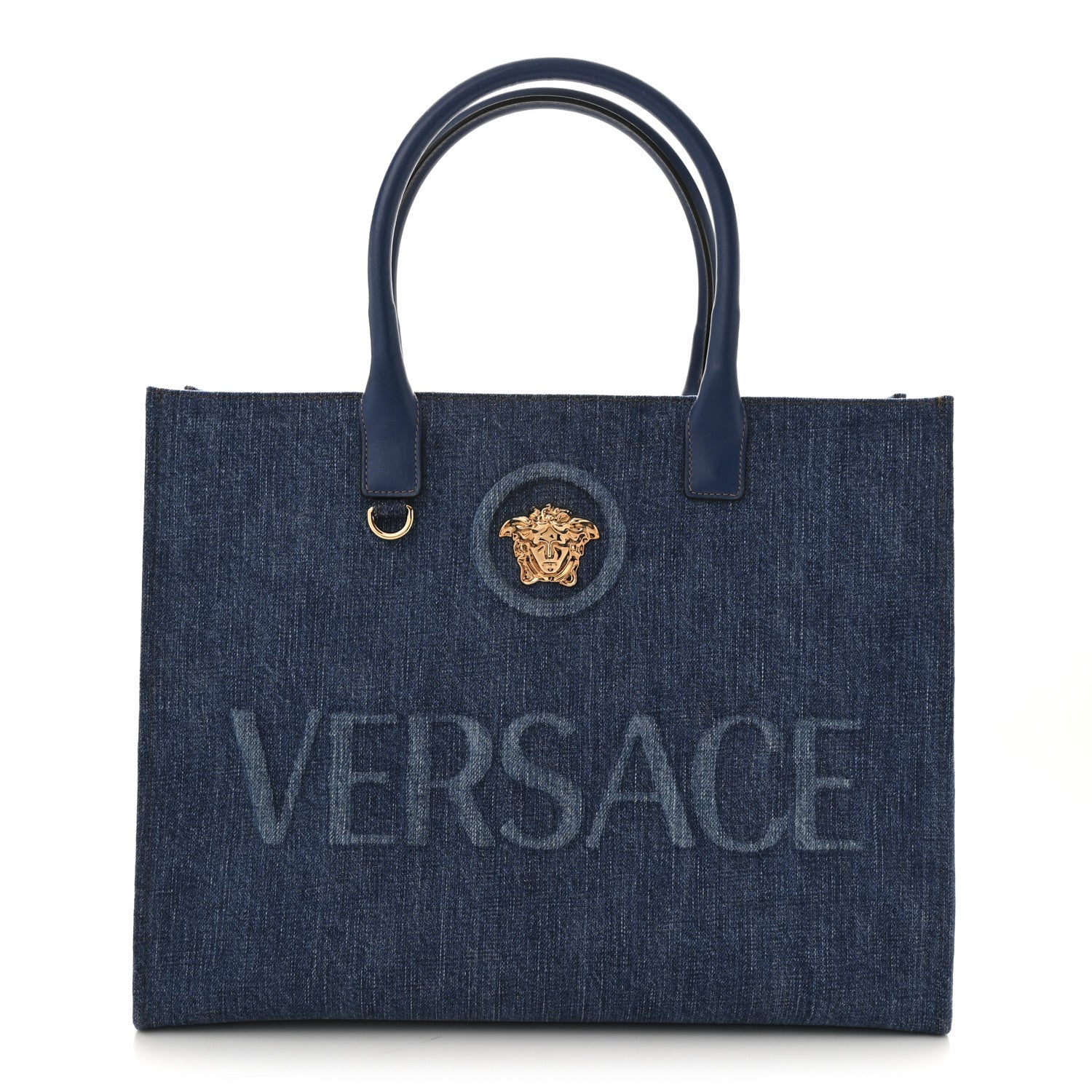 Versace Denim Calfskin La Medusa Tote Bag Blue 1 of 12