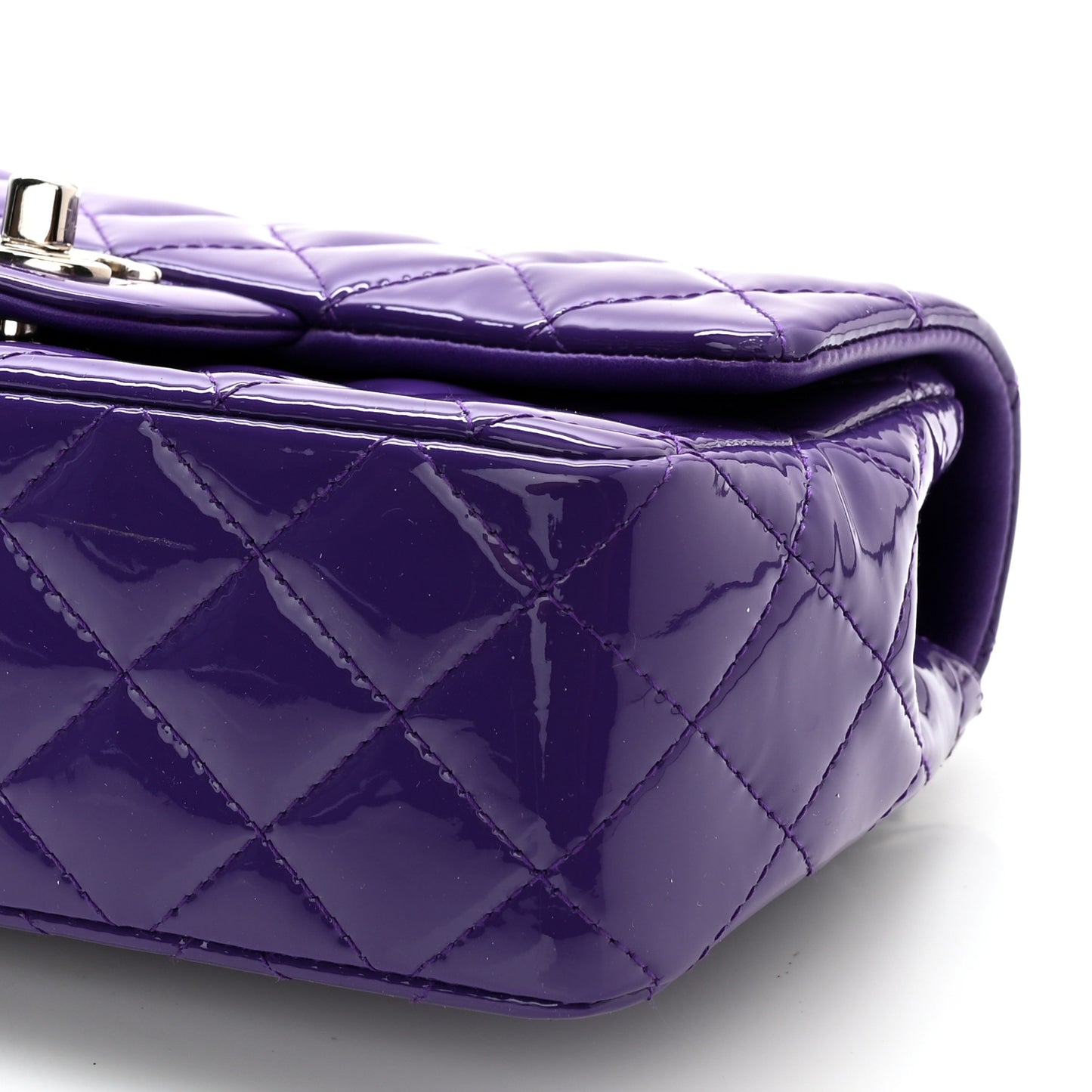 Patent Quilted Mini Rectangular Flap Purple