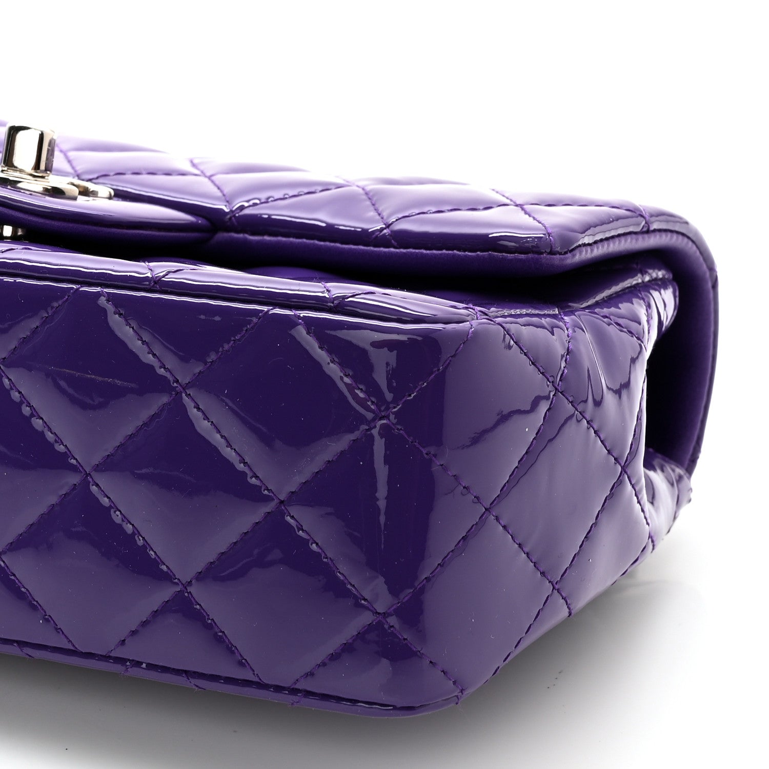 Chanel Patent Quilted Mini Rectangular Flap Purple 9 of 9