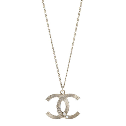 Chanel Pearl Crystal Feather CC Pendant Necklace Gold 1 of 5