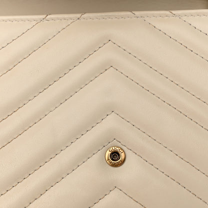 Gucci Calfskin Matelasse GG Marmont Chain Wallet Mystic White 12 of 13