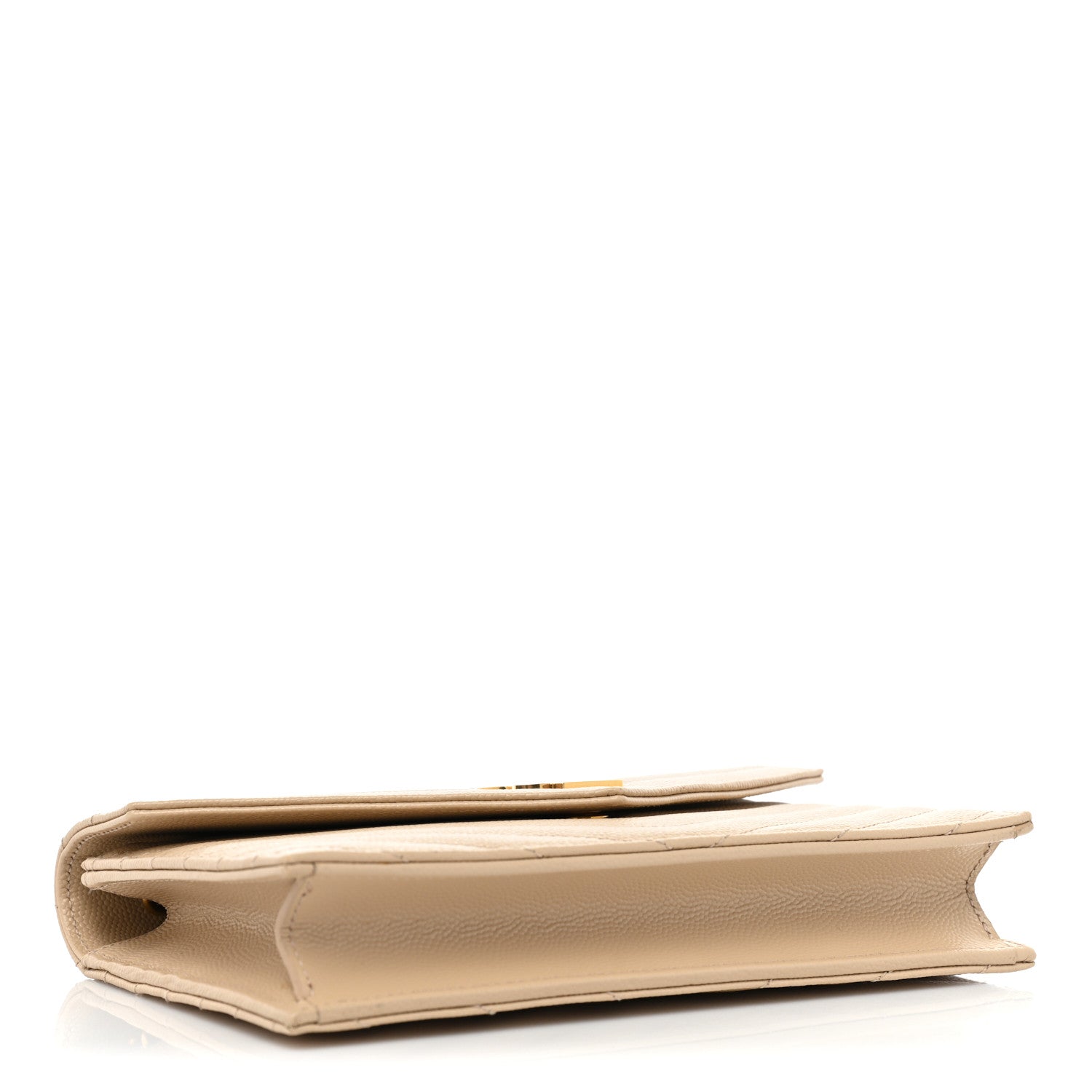 Saint Laurent Grain De Poudre Matelasse Chevron Monogram Envelope Chain Wallet Nude Powder 4 of 12