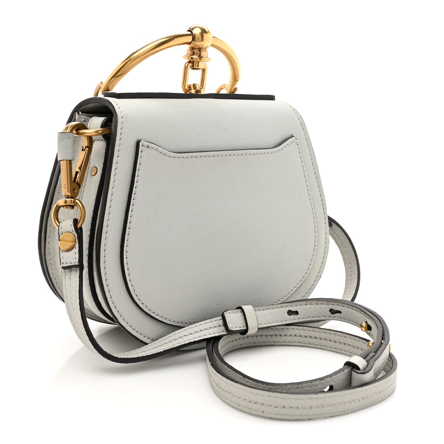 Calfskin Suede Small Nile Bracelet Bag Airy Grey