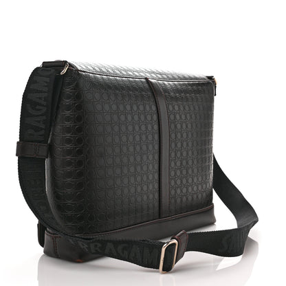 Salvatore Ferragamo Calfskin Gancini Messenger Bag Dark Brown 3 of 11