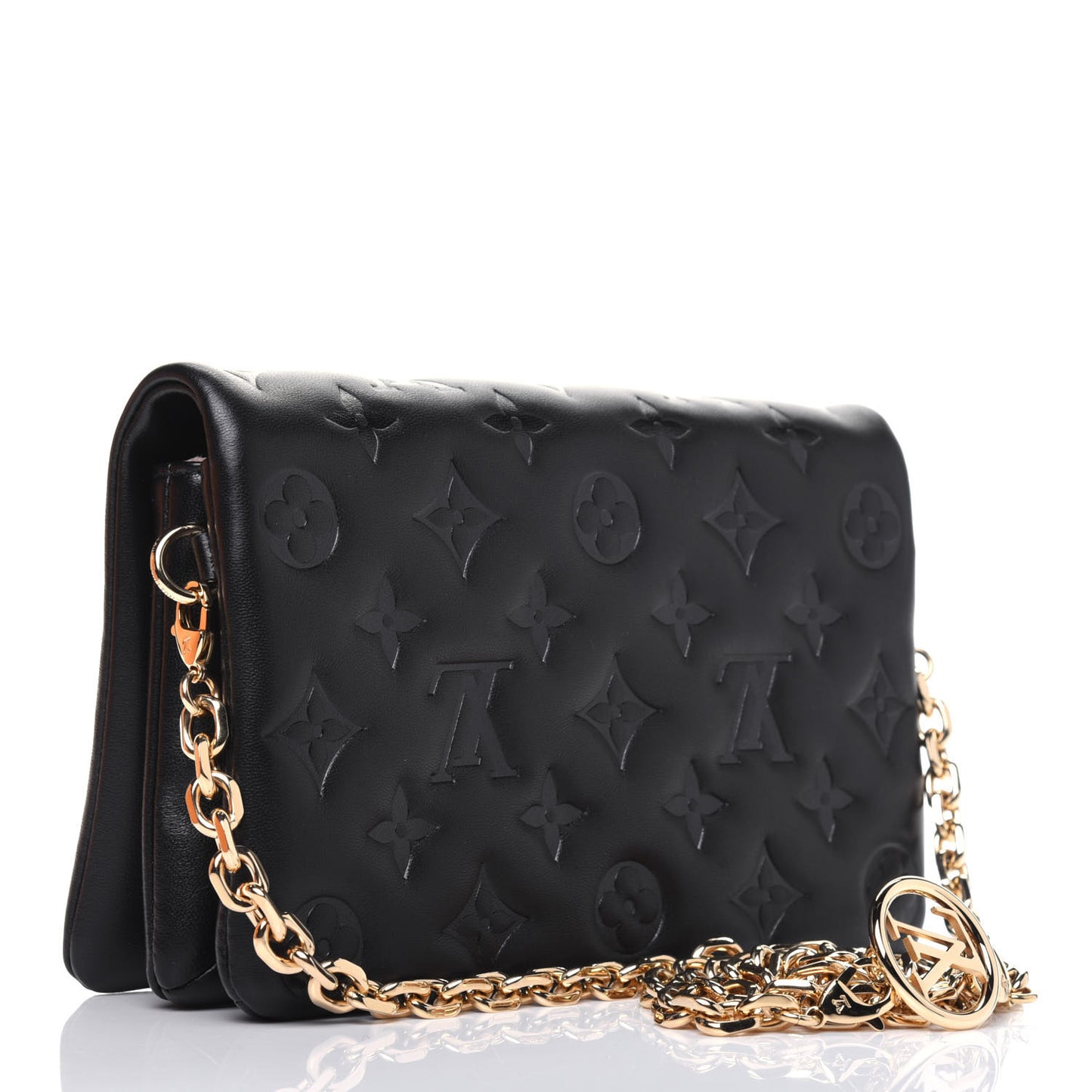 Lambskin Embossed Monogram Pochette Coussin Black