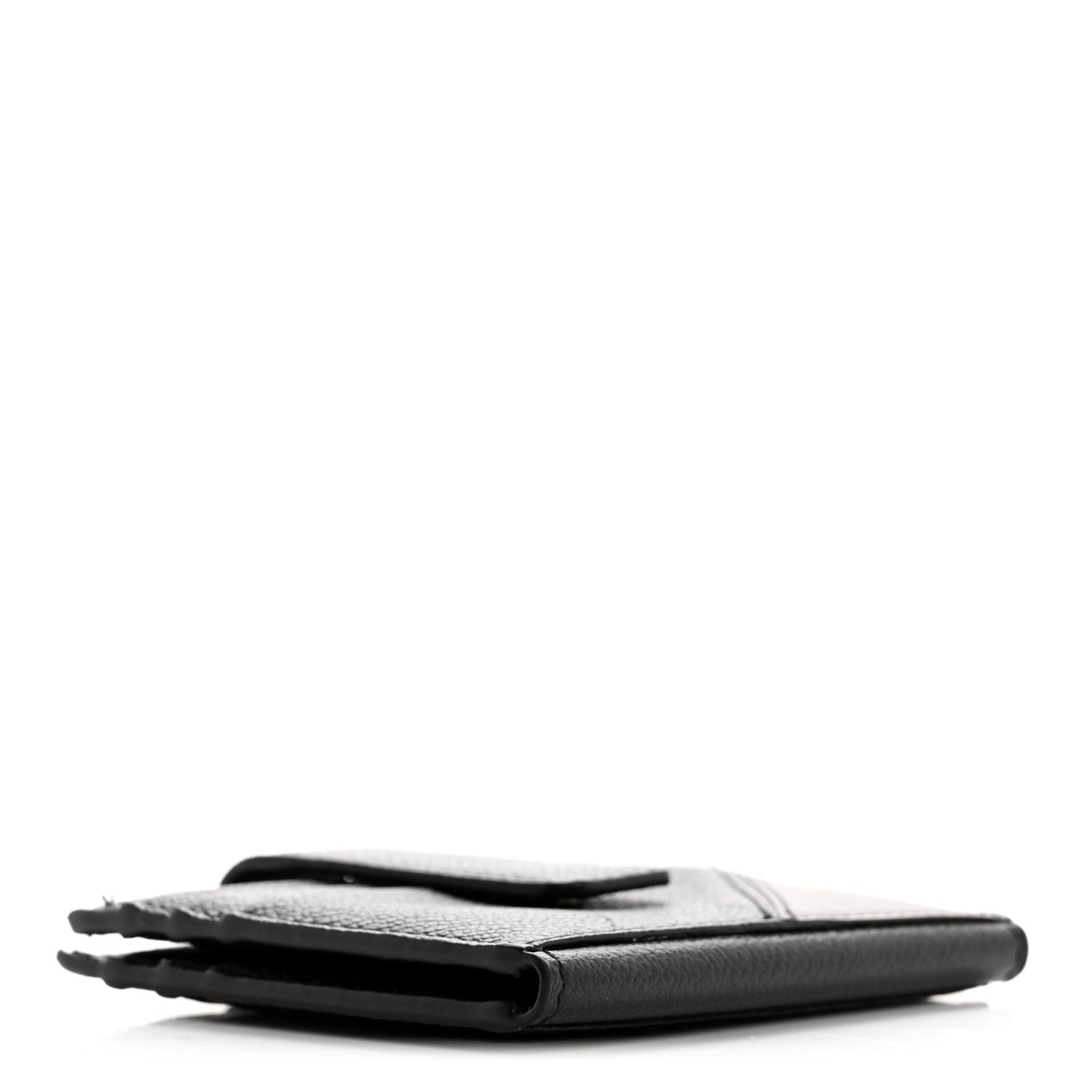 Prada Vitello Micro Grain Bi-Fold Tab Wallet Black Mercurio 4 of 11