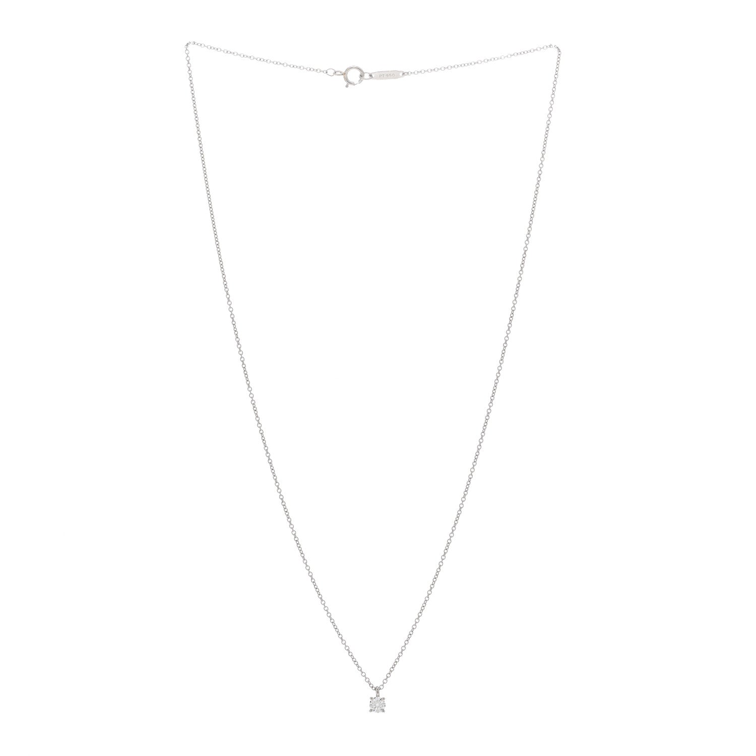 Tiffany Platinum Diamond .20ct Solitaire Pendant Necklace 3 of 5