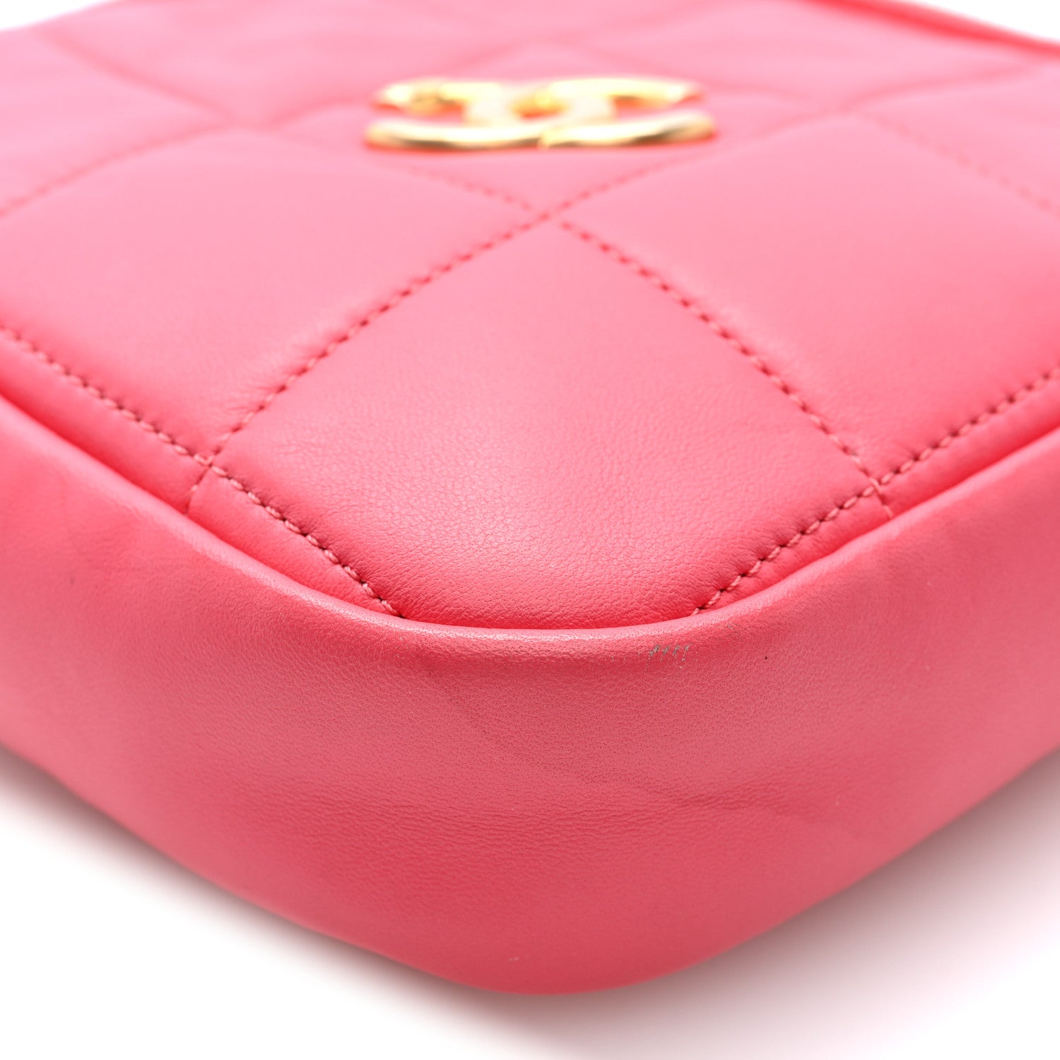 Chanel Lambskin Quilted Diamond Clutch With Chain Pink 9 of 9