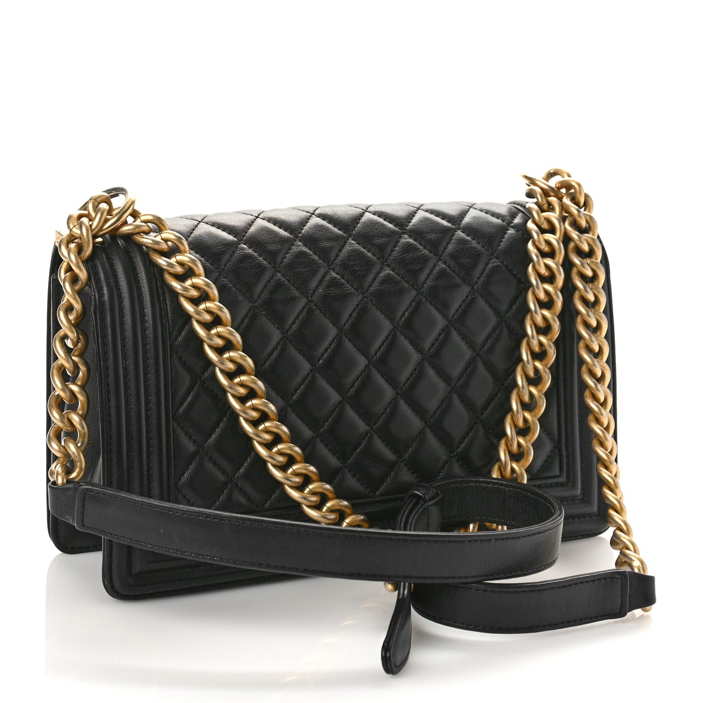 Lambskin Quilted Medium Boy Flap Black