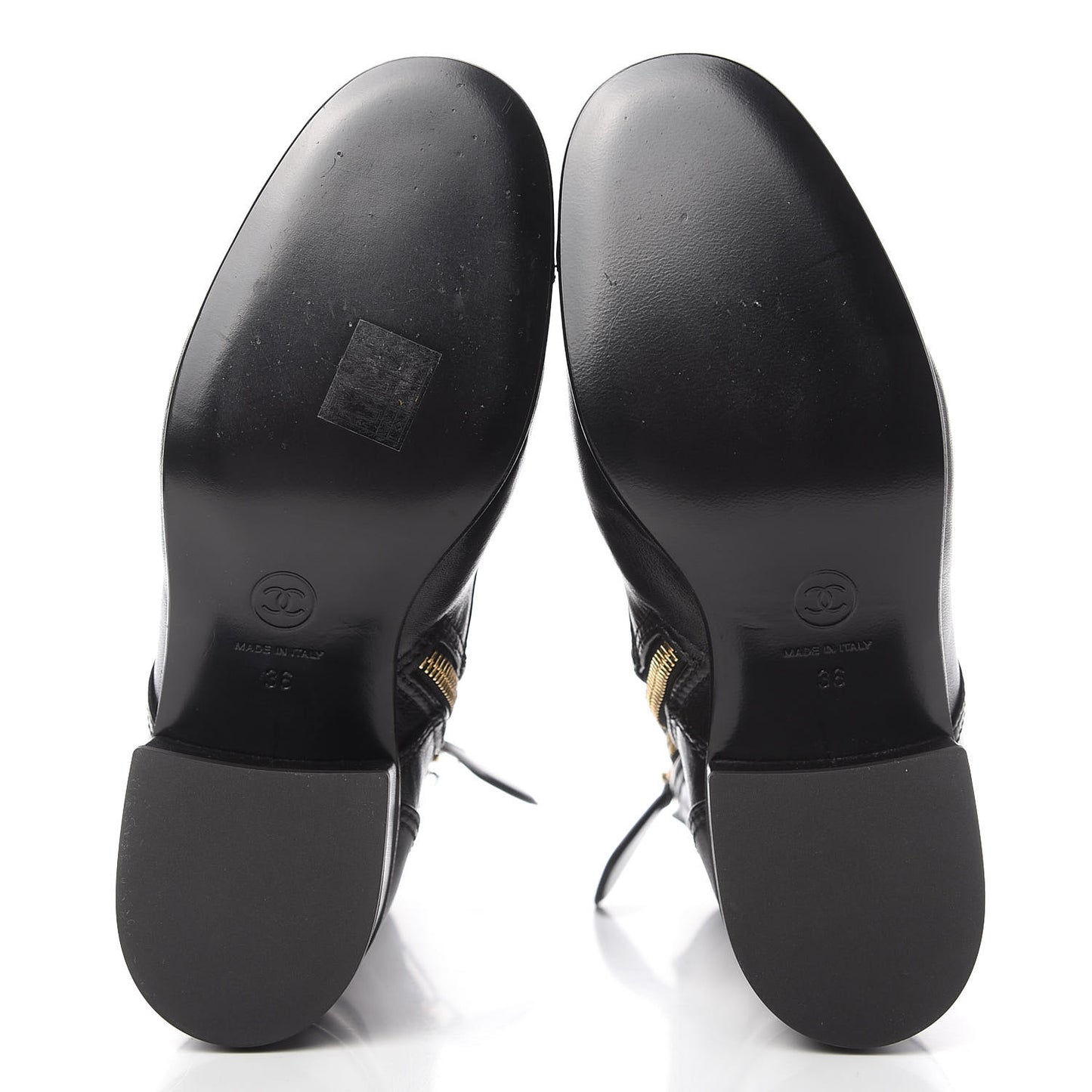 Calfskin Patent Cap Toe CC Lace Up Boots 36 Black