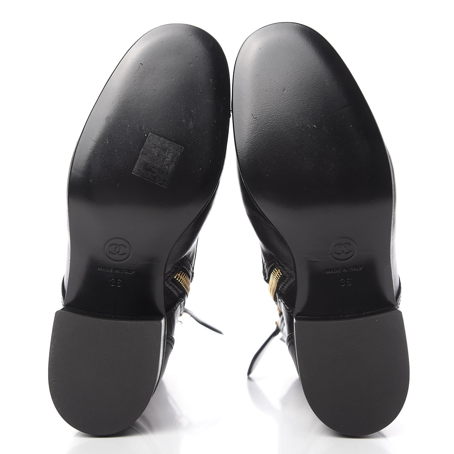 Chanel Calfskin Patent Cap Toe CC Lace Up Boots 36 Black 5 of 10