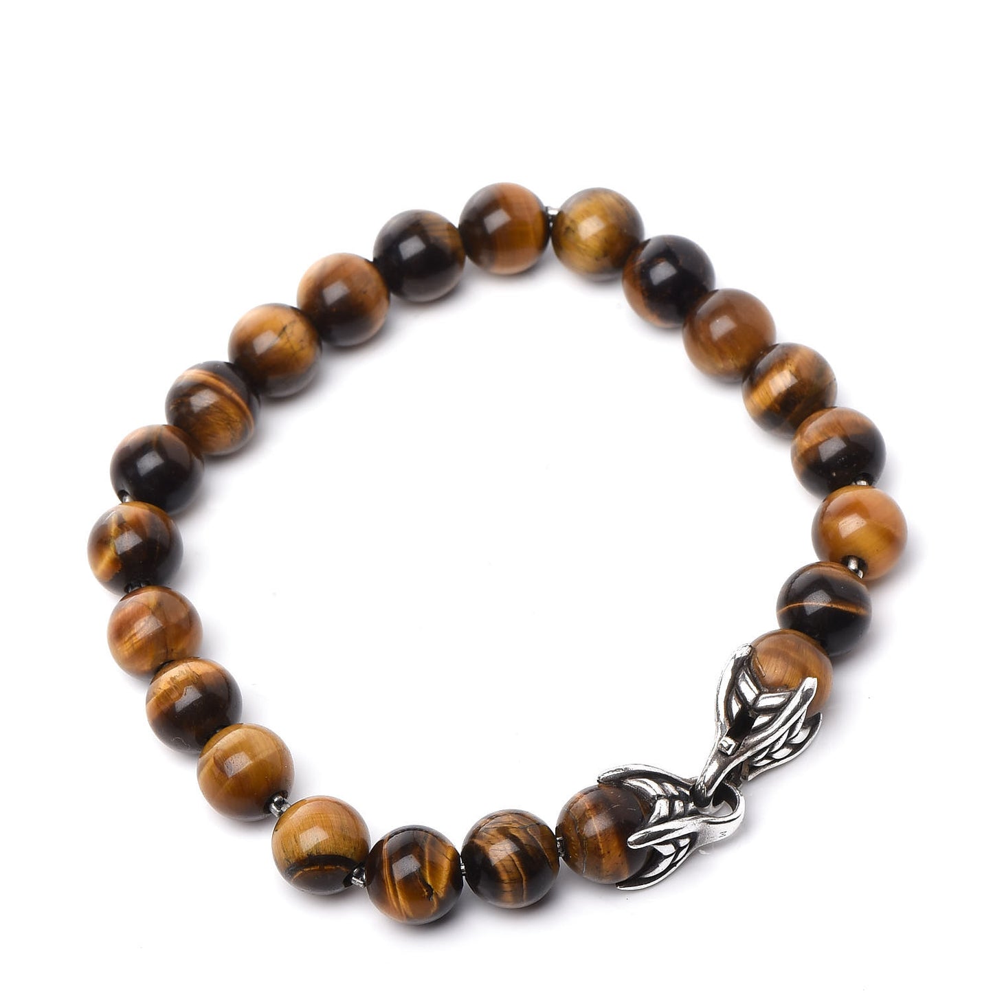 Sterling Silver Tiger's Eye 8mm Spiritual Beads Bracelet