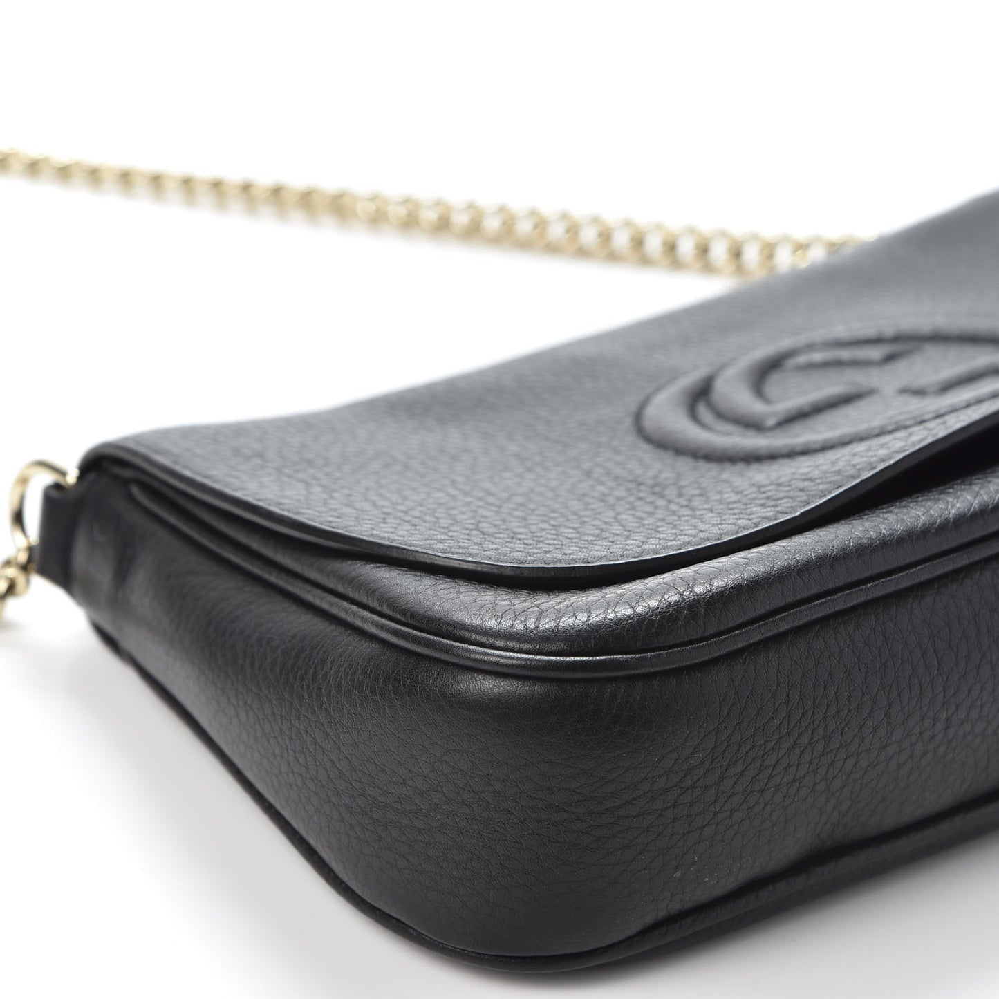 Pebbled Calfskin Medium Soho Flap Crossbody Black