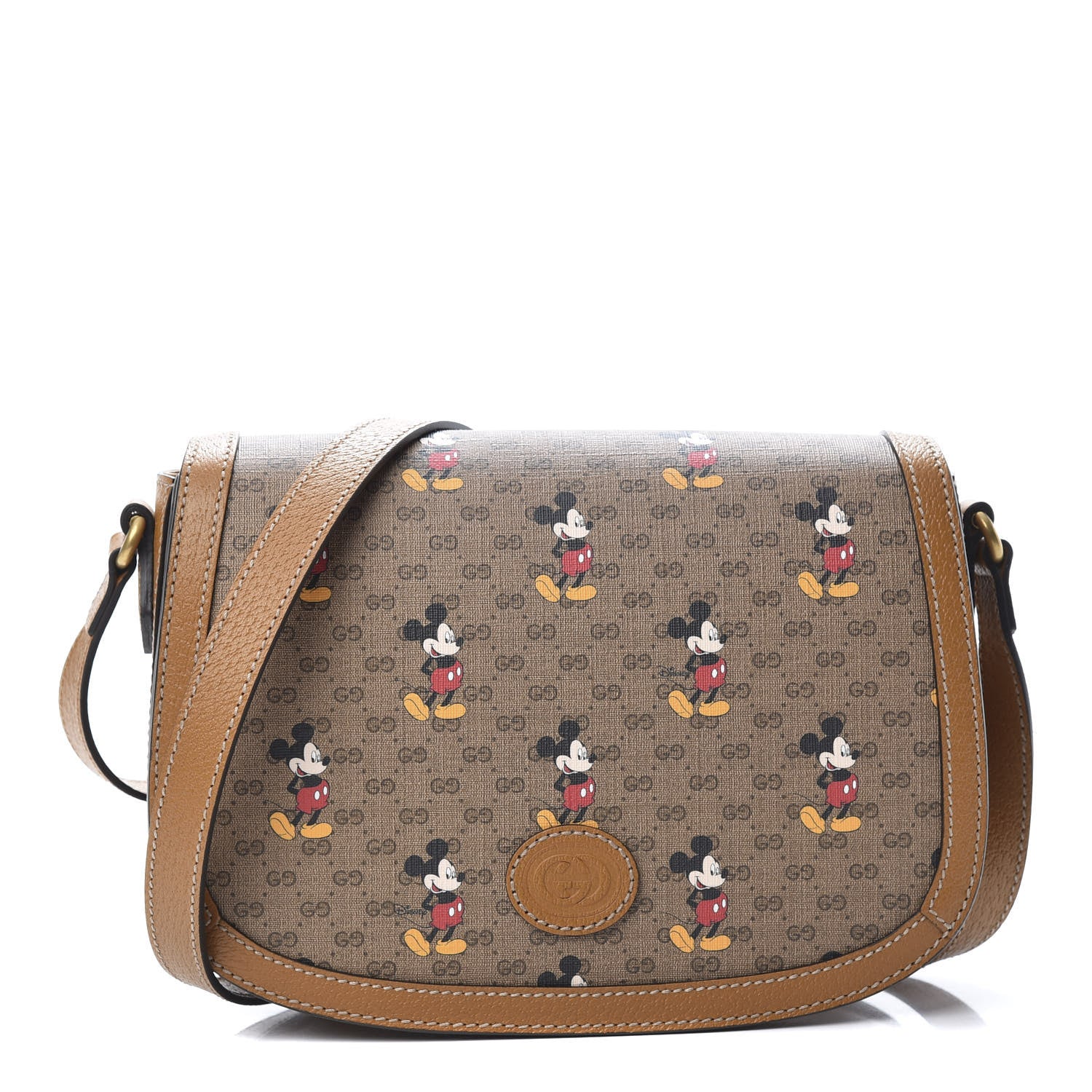 Gucci X DISNEY Mini Vintage GG Supreme Monogram Mickey Mouse Small Flap Messenger Bag Beige Vintage Sun Oil 1 of 13