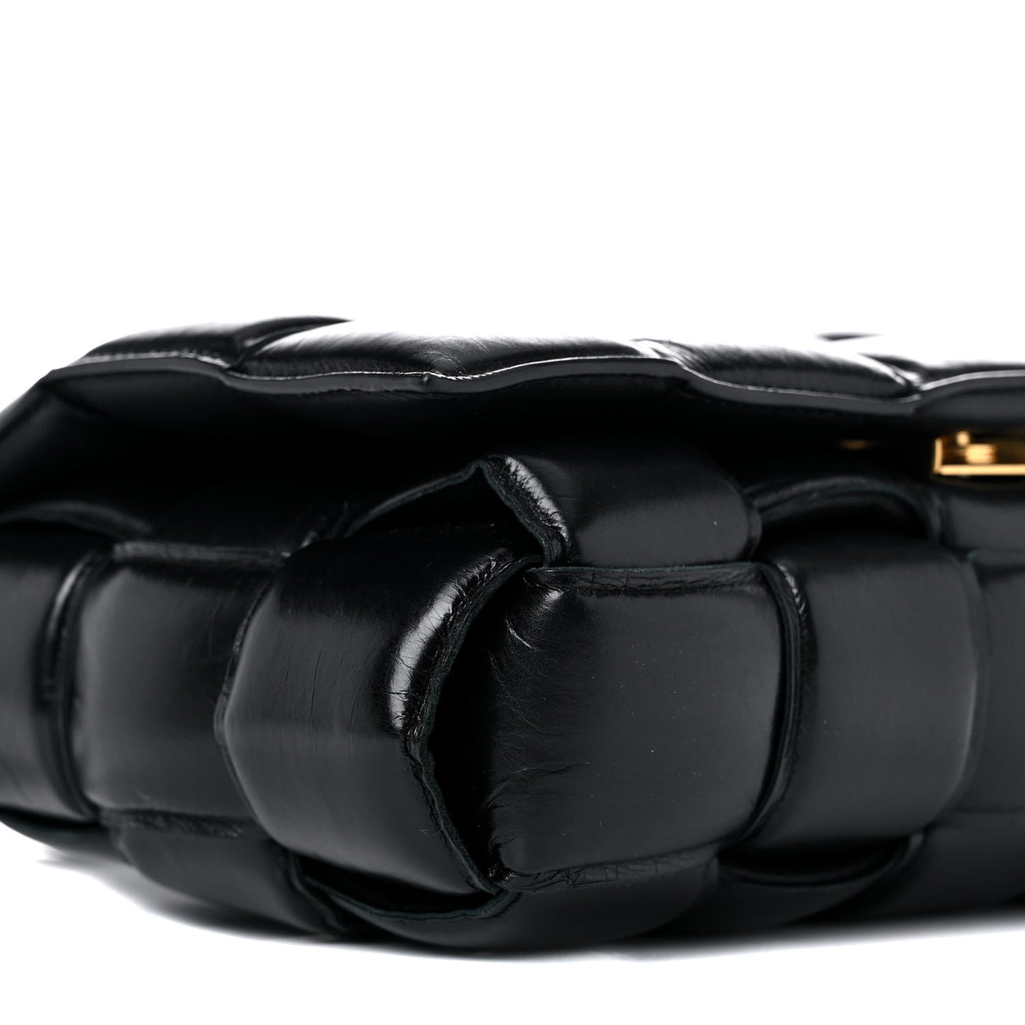 Paper Calfskin Maxi Intreccio Padded Cassette Crossbody Bag Black