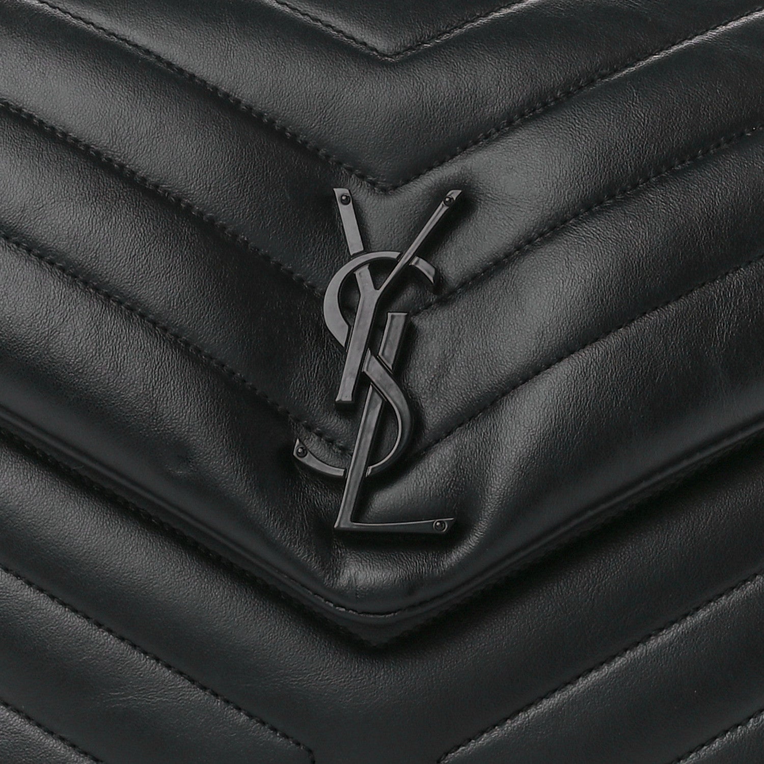Saint Laurent Calfskin Y Quilted Monogram Monochrome Medium Loulou Chain Satchel Black 10 of 12