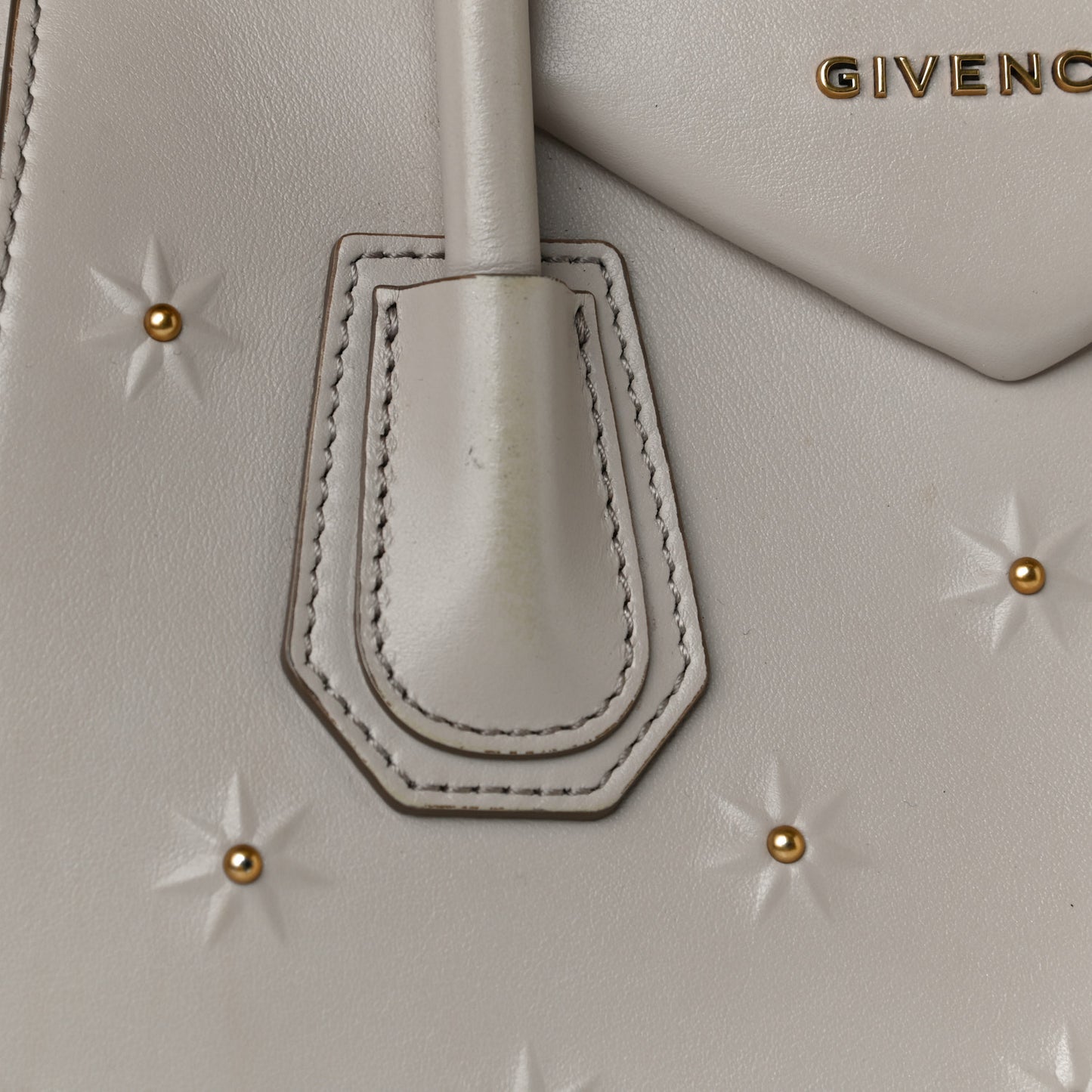 Calfskin Small Studded Antigona Ecru