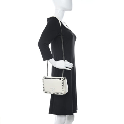 Prada Glace Calfskin Studded Crossbody White 2 of 9