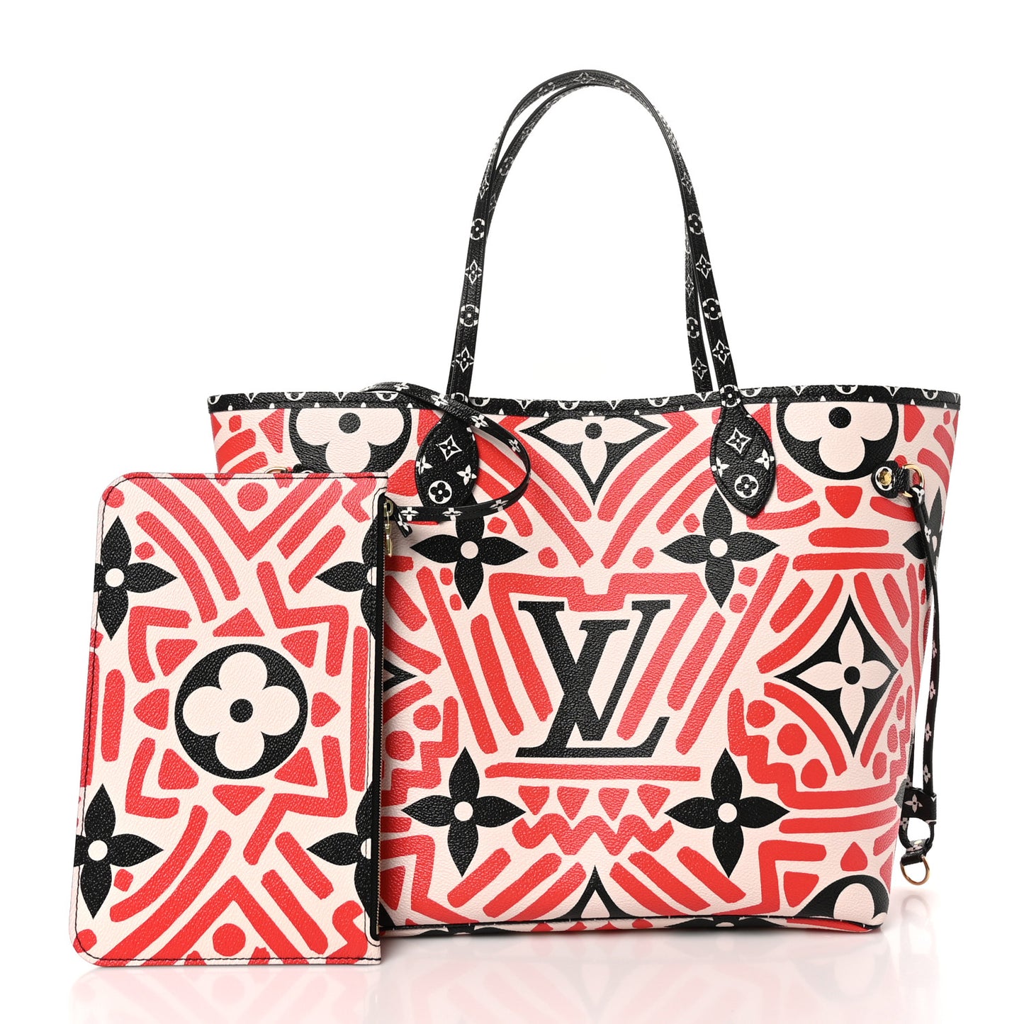 Monogram Giant Crafty Neverfull MM Creme Rouge Black