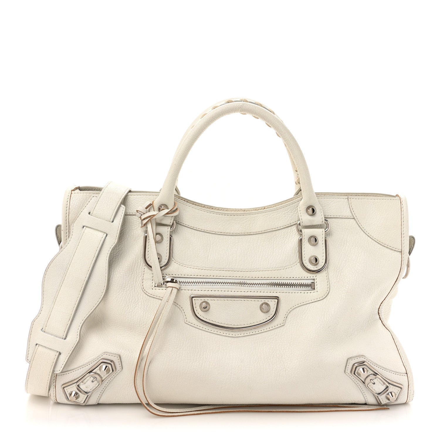 Balenciaga Chevre Silver Metallic Edge Hardware City White 1 of 17