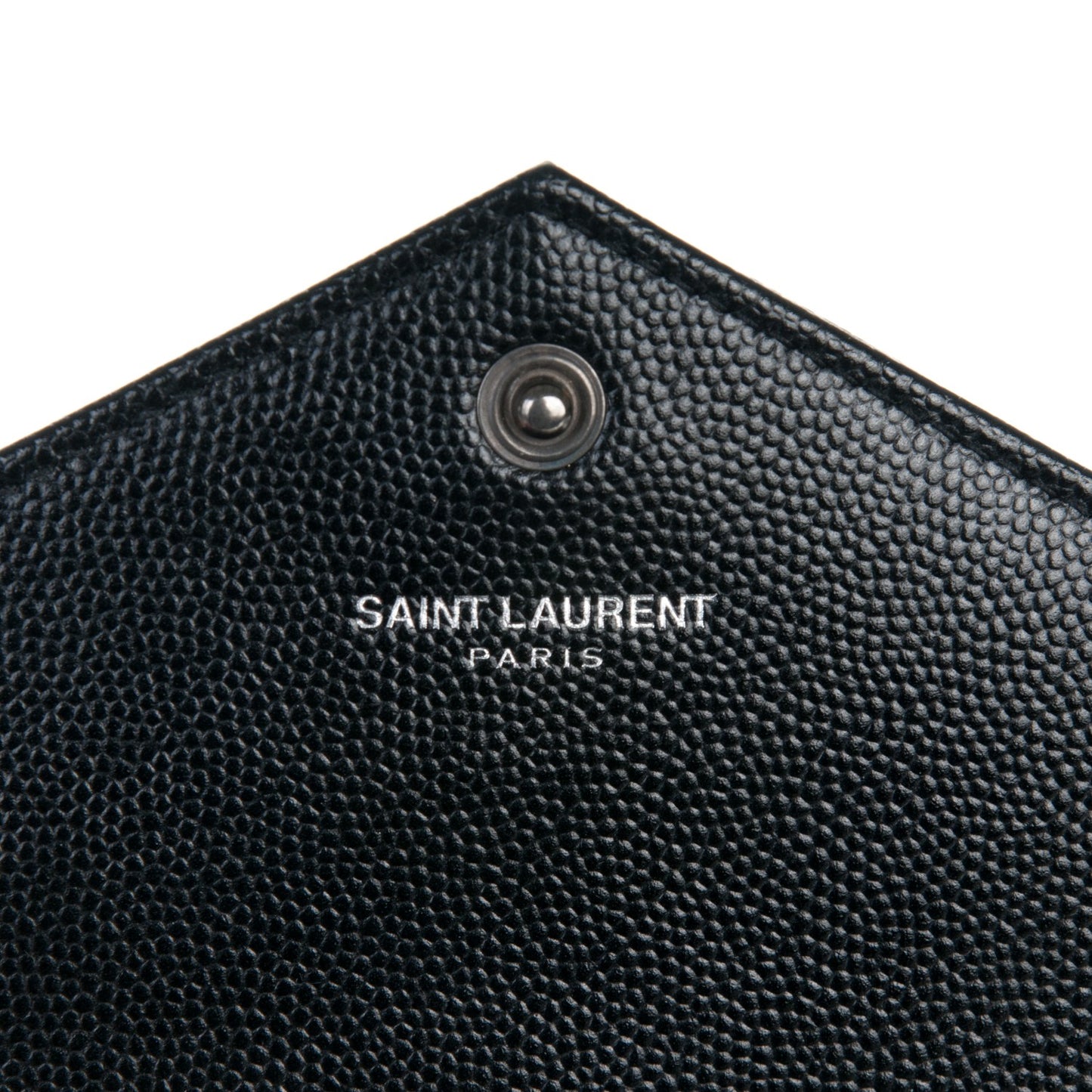 Grain De Poudre Matelasse Chevron Monogram Envelope Chain Wallet Black