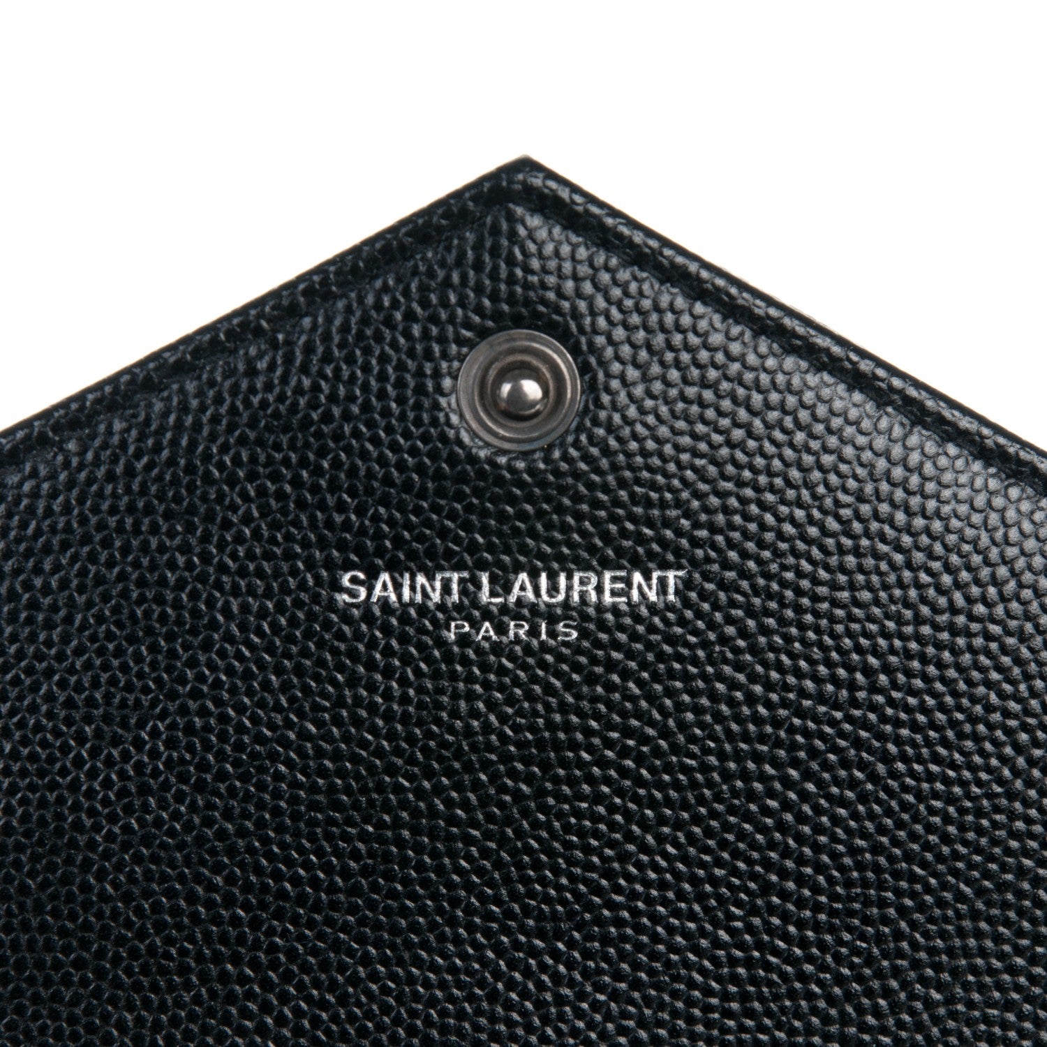 Saint Laurent Grain De Poudre Matelasse Chevron Monogram Envelope Chain Wallet Black 6 of 7