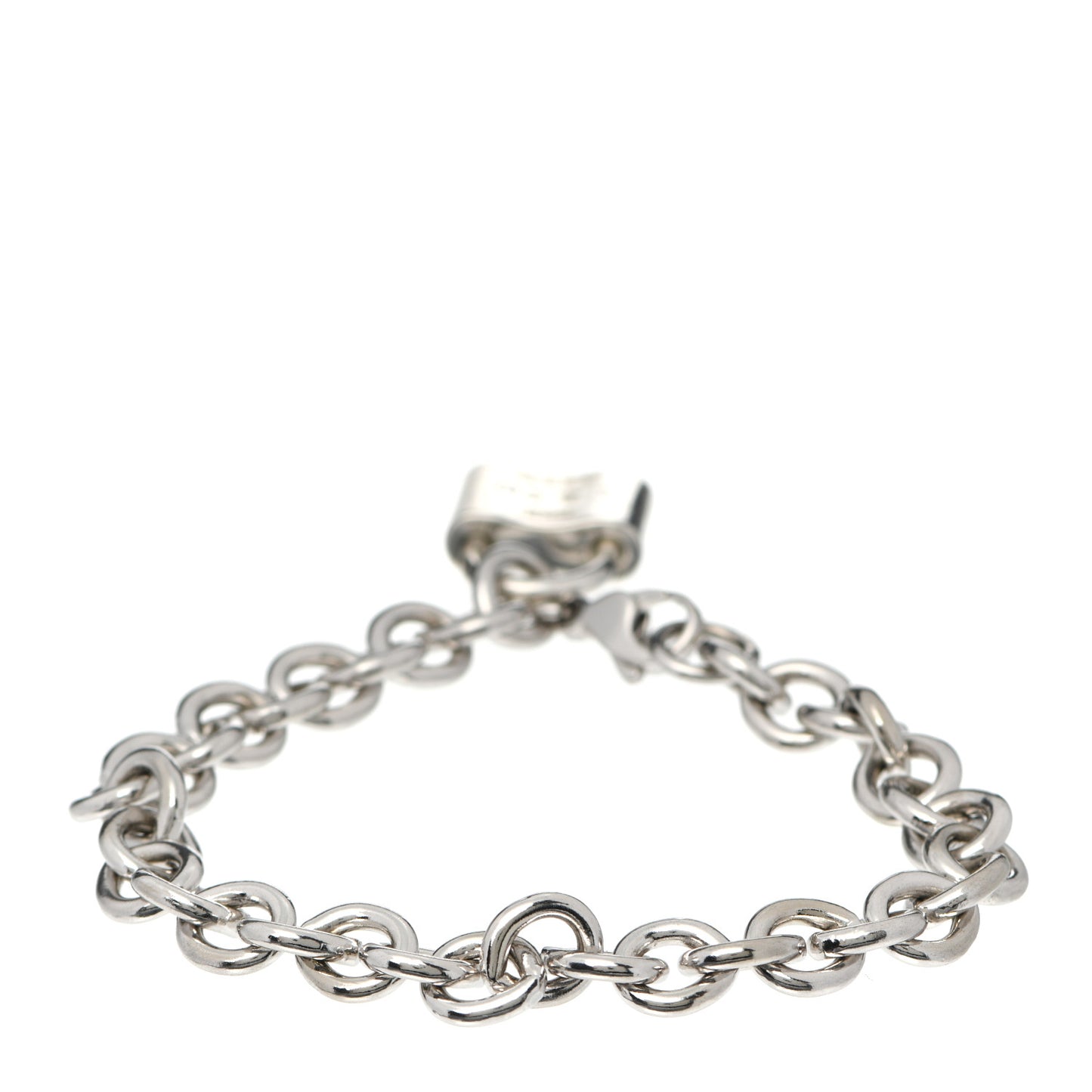 Sterling Silver 1837 Lock Charm Oval Link Bracelet