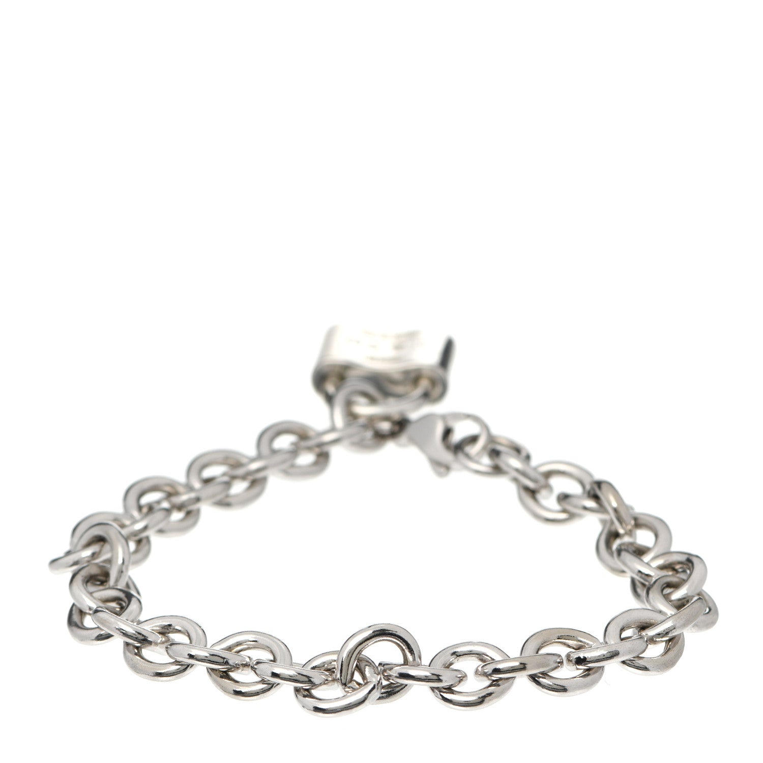 Tiffany Sterling Silver 1837 Lock Charm Oval Link Bracelet 3 of 5