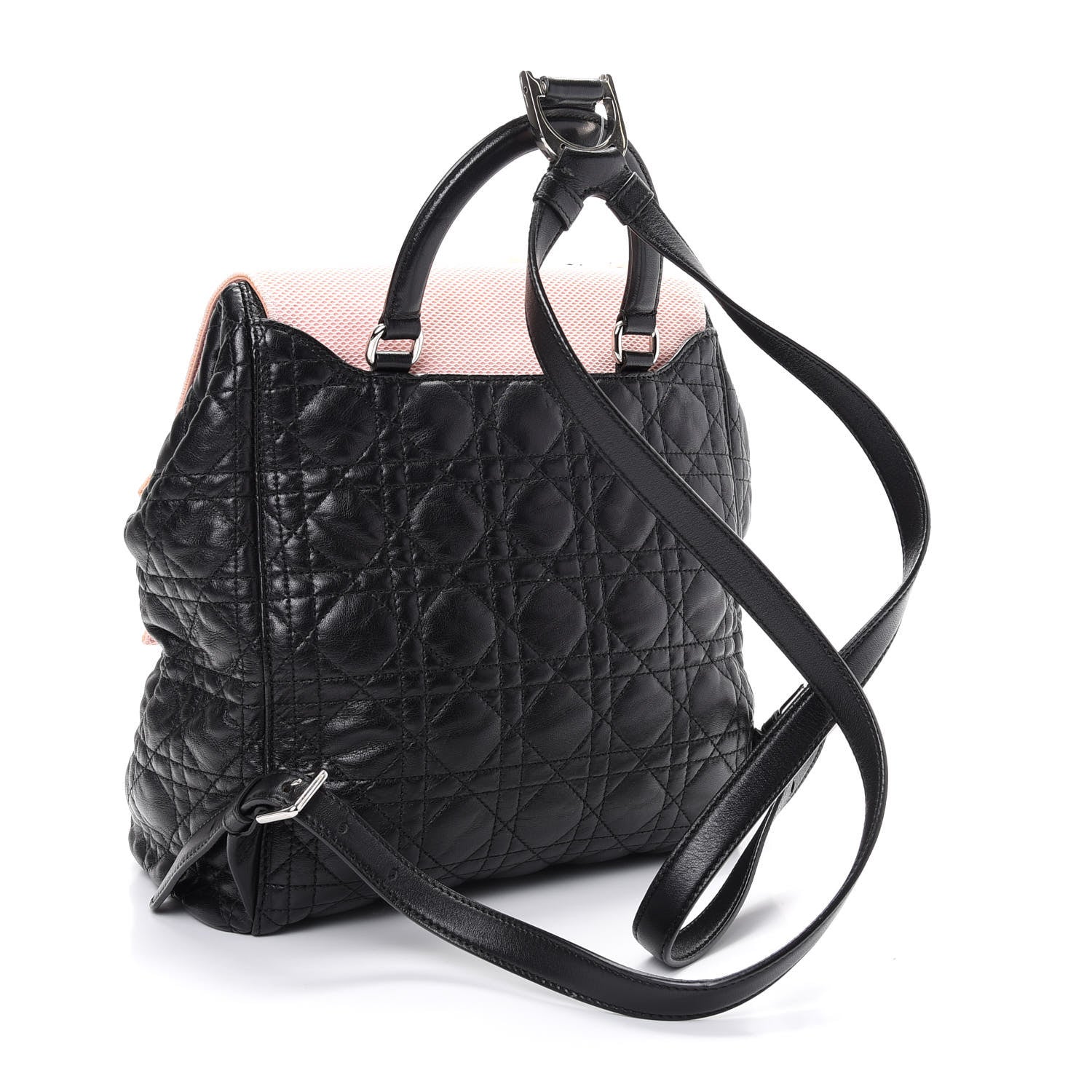 Christian Dior Lambskin Mesh Cannage Embroidered Large Stardust Backpack Black Pink 3 of 9