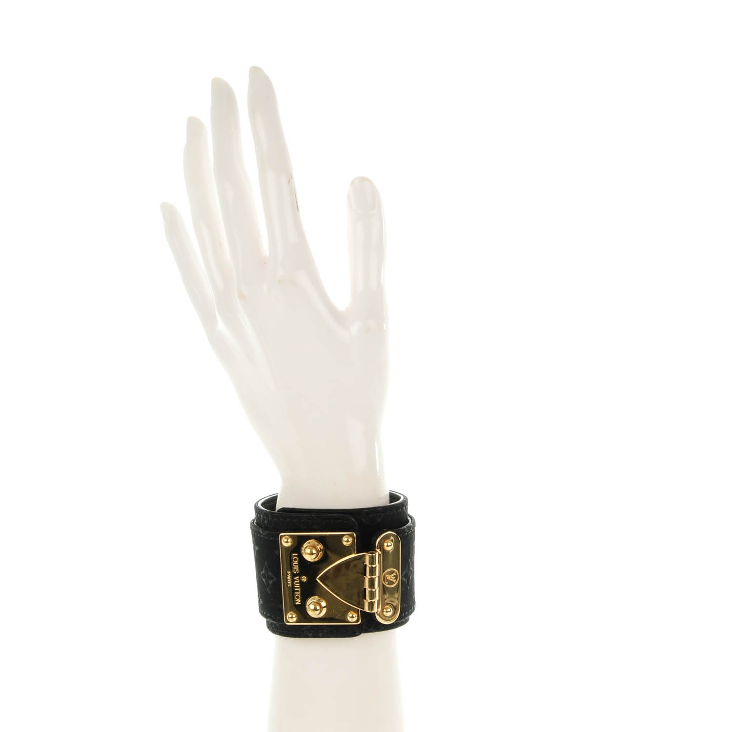 Louis Vuitton Satin Monogram Serrure Cuff Black 2 of 6