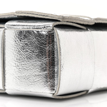 Bottega Veneta Metallic Lambskin Maxi Intrecciato Cassette Crossbody Bag Silver 10 of 11