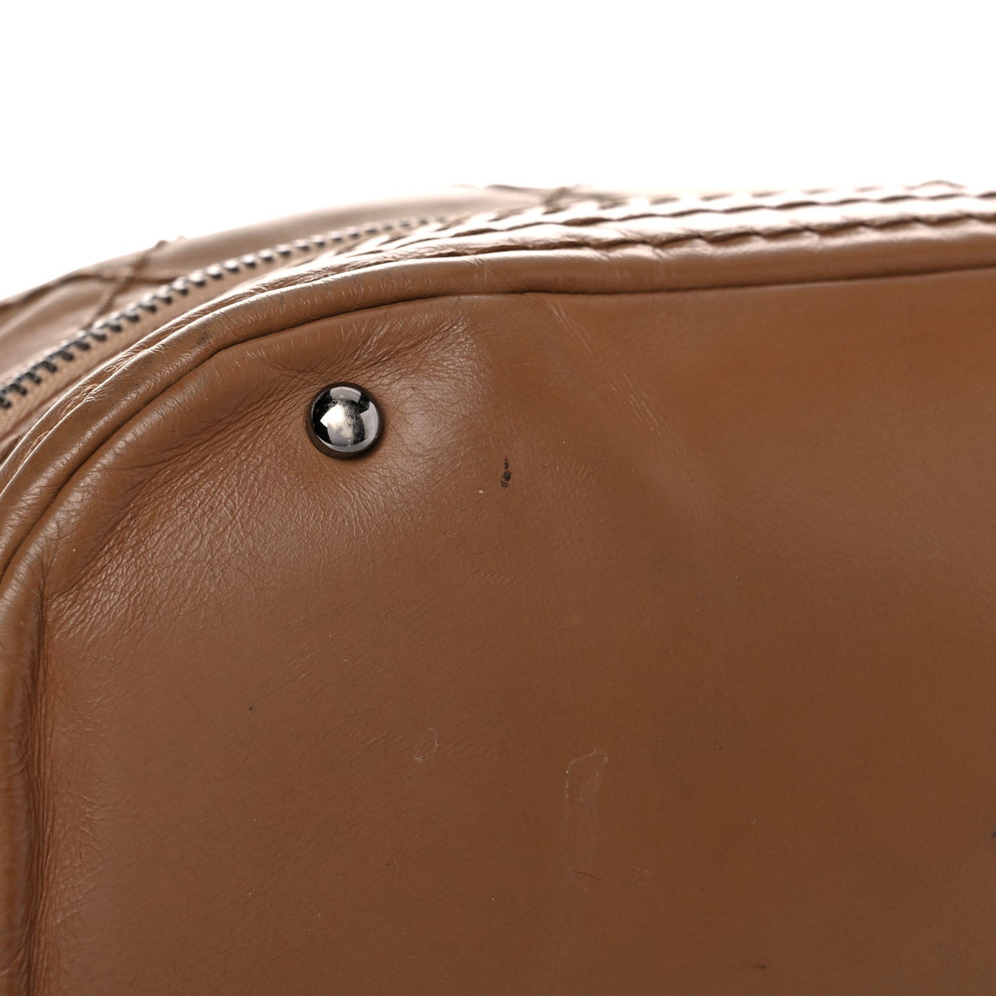 Lambskin Stitched Expandable Tote Beige