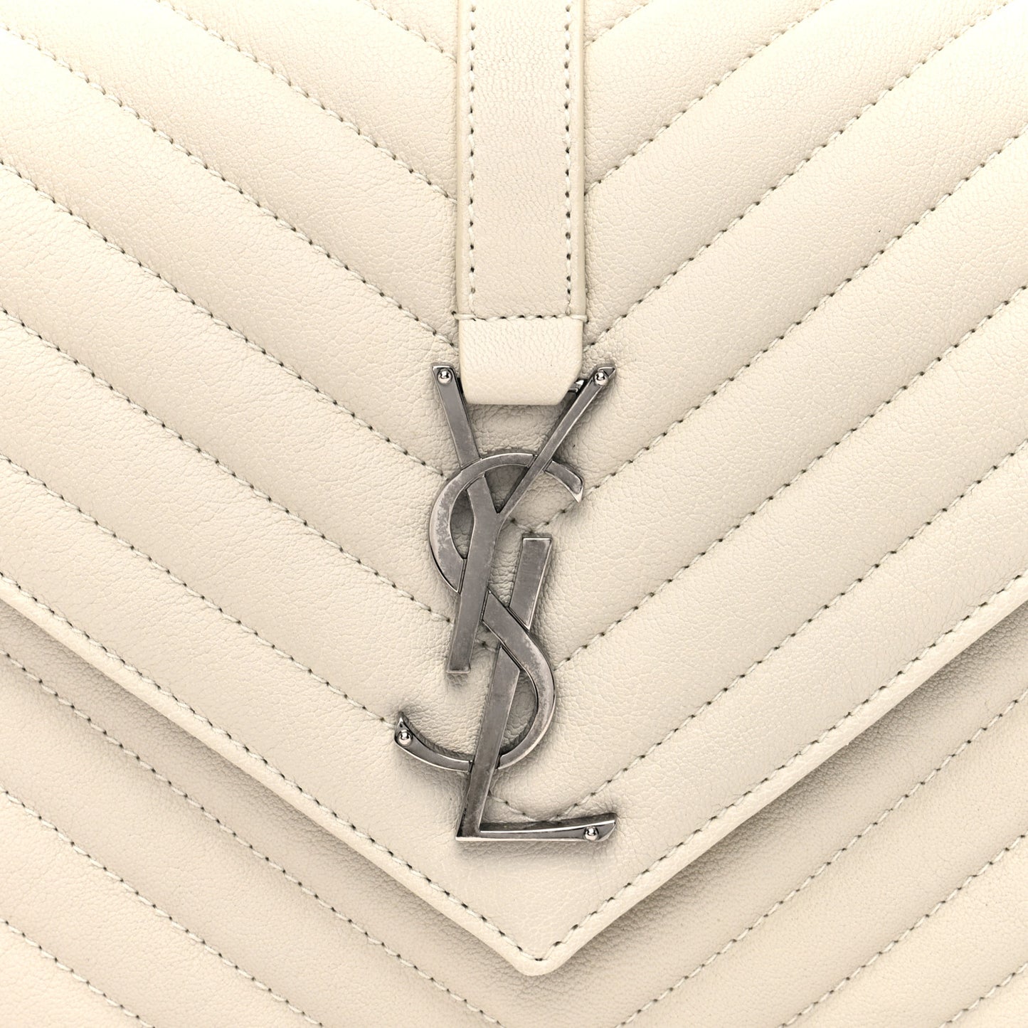 Sheepskin Matelasse Chevron Monogram Medium College Bag Crema Soft