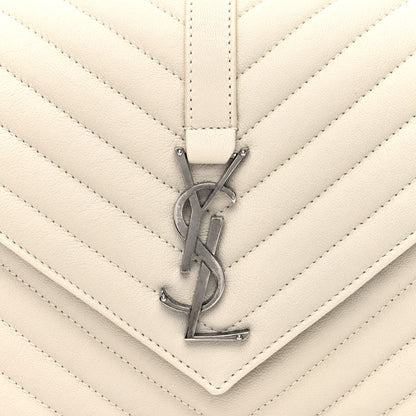 Saint Laurent Sheepskin Matelasse Chevron Monogram Medium College Bag Crema Soft 7 of 9