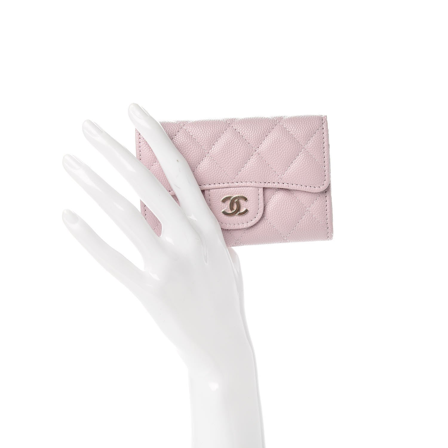 Chanel Caviar Quilted Flap Card Holder Wallet Light Pink 2 of 9