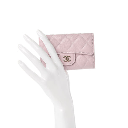 Chanel Caviar Quilted Flap Card Holder Wallet Light Pink 2 of 9