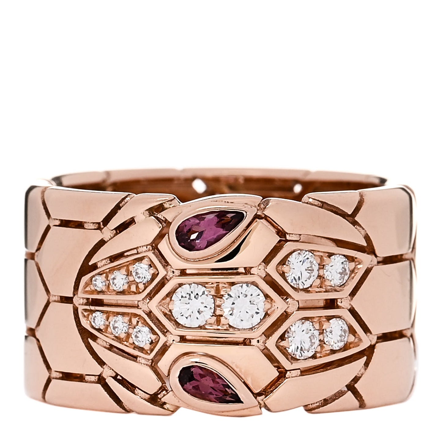 18K Rose Gold Diamond Tourmaline Serpenti Ring 57 8